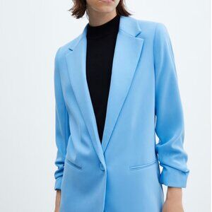 Sky Blue Blazer with gathered sleeves